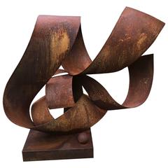"Flow" by Irwin Labin Steel and Rust Patina Sculpture