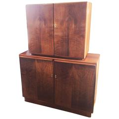 Vintage English Walnut 1930s Amazing Cocktail Bar Cabinet