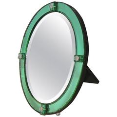 Vintage French Art Deco Emerald Green Table Mirror