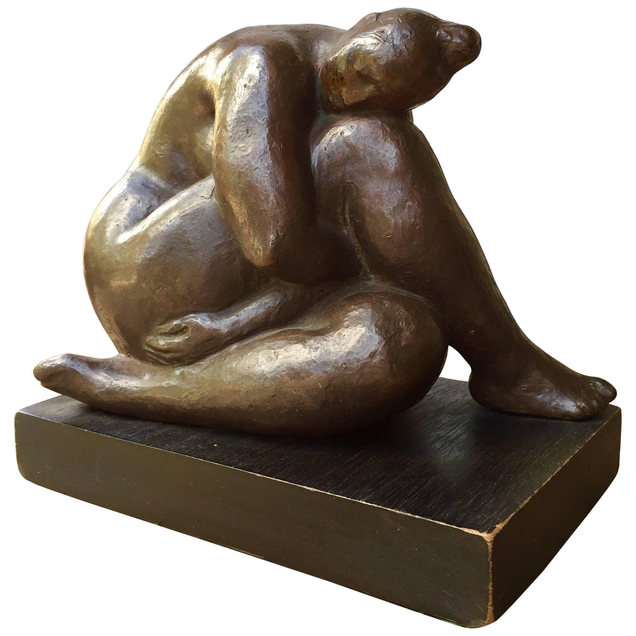 "Desnudo Centado" Bronze Sculpture by Francisco Zuniga