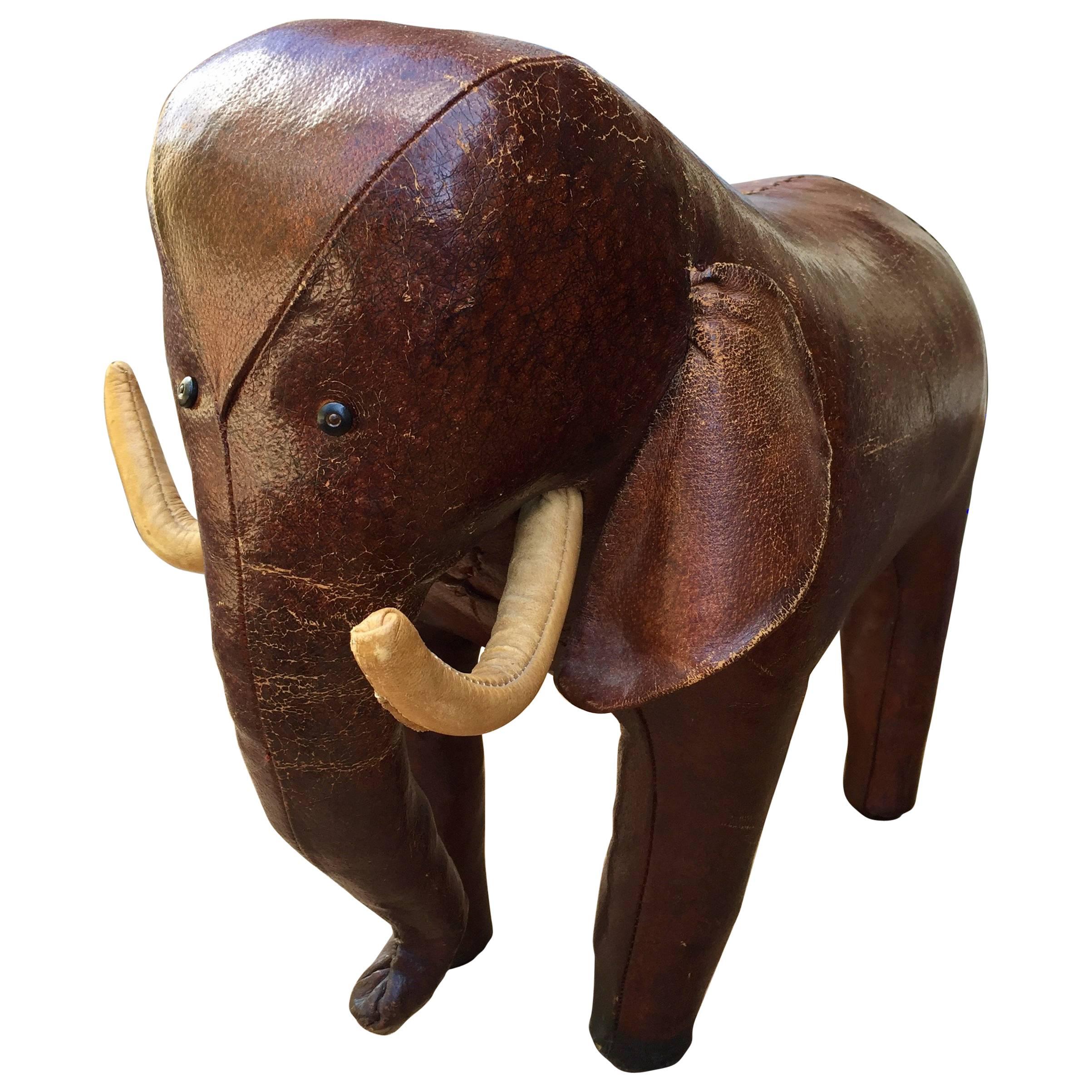 Leather Elephant Footstool by Omersa for Abercrombie
