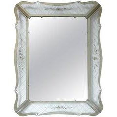 Large Wavy Edge Deco Clear Etched Wall Mirror 10