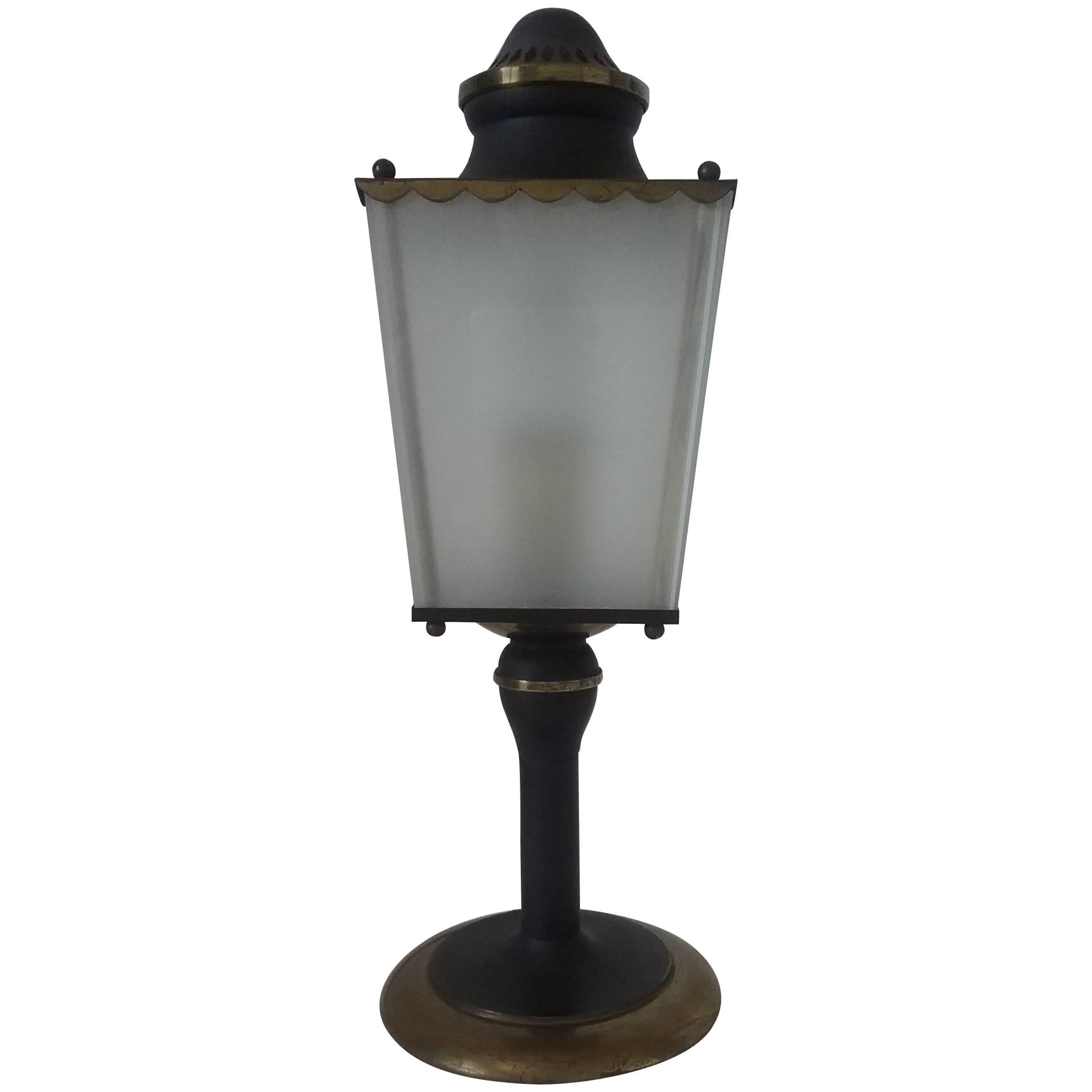 1950s French Table Lamp, Parisian Old Street Light by Gerfaux, Paris For Sale