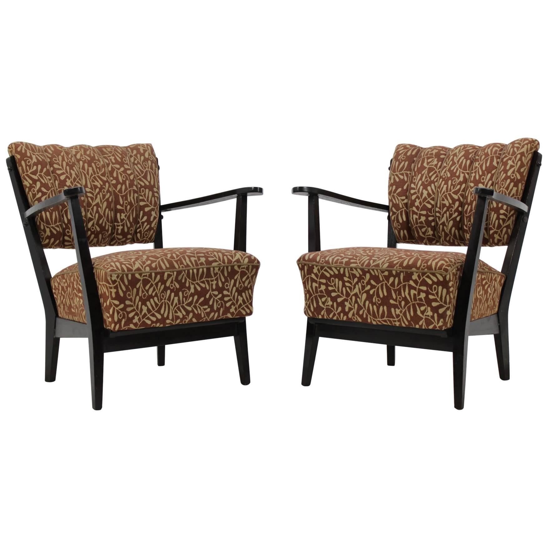 Pair of Czech Armchair with Original Upholstery, 1950s