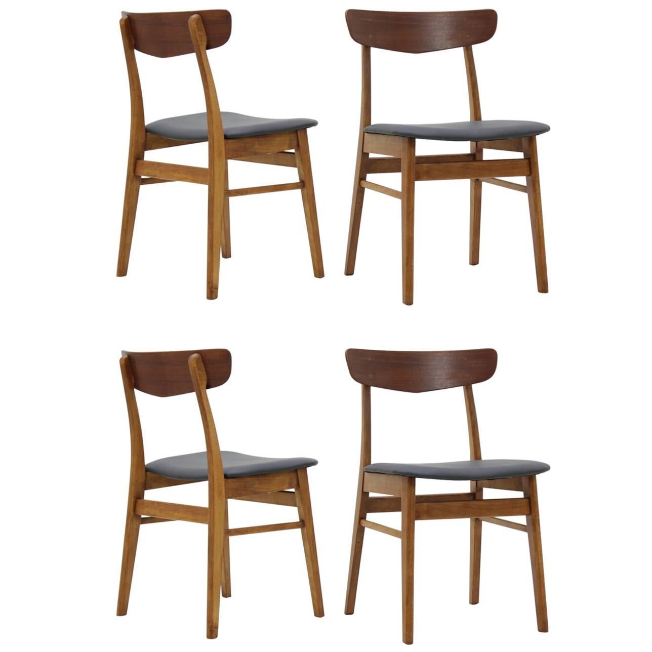 Set of Four Danish Teak Dining Chairs Made in Denmark, circa 1960