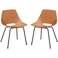 Pair of Bent Plywood Tonneau Side Chairs by Pierre Guariche 8