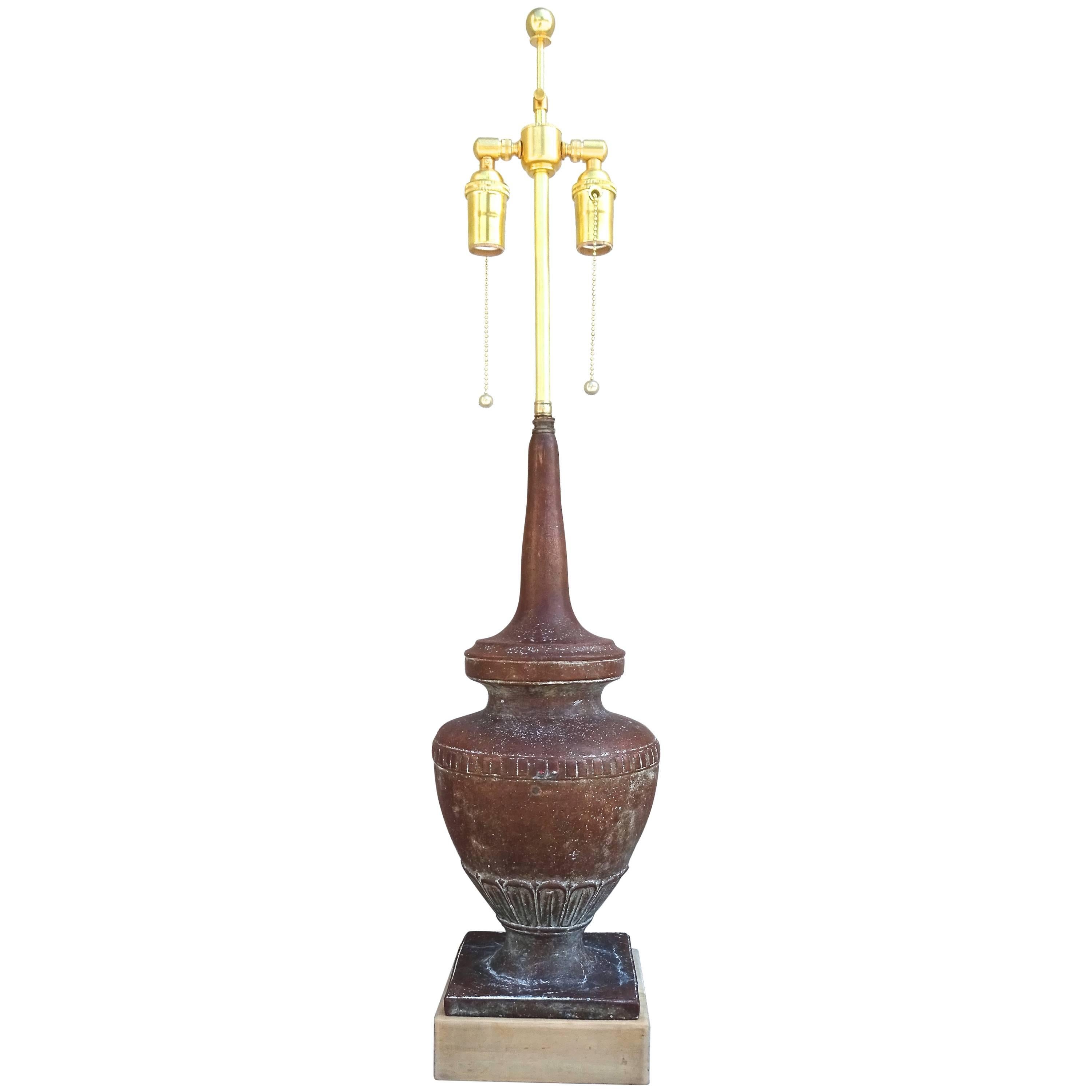 Late 19th Century Bronze Neoclassical Urn Shaped Handel Table Lamp For Sale