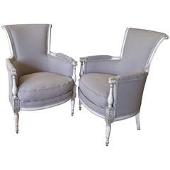 Pair of Painted 19th Century French Directoire Style Bergères