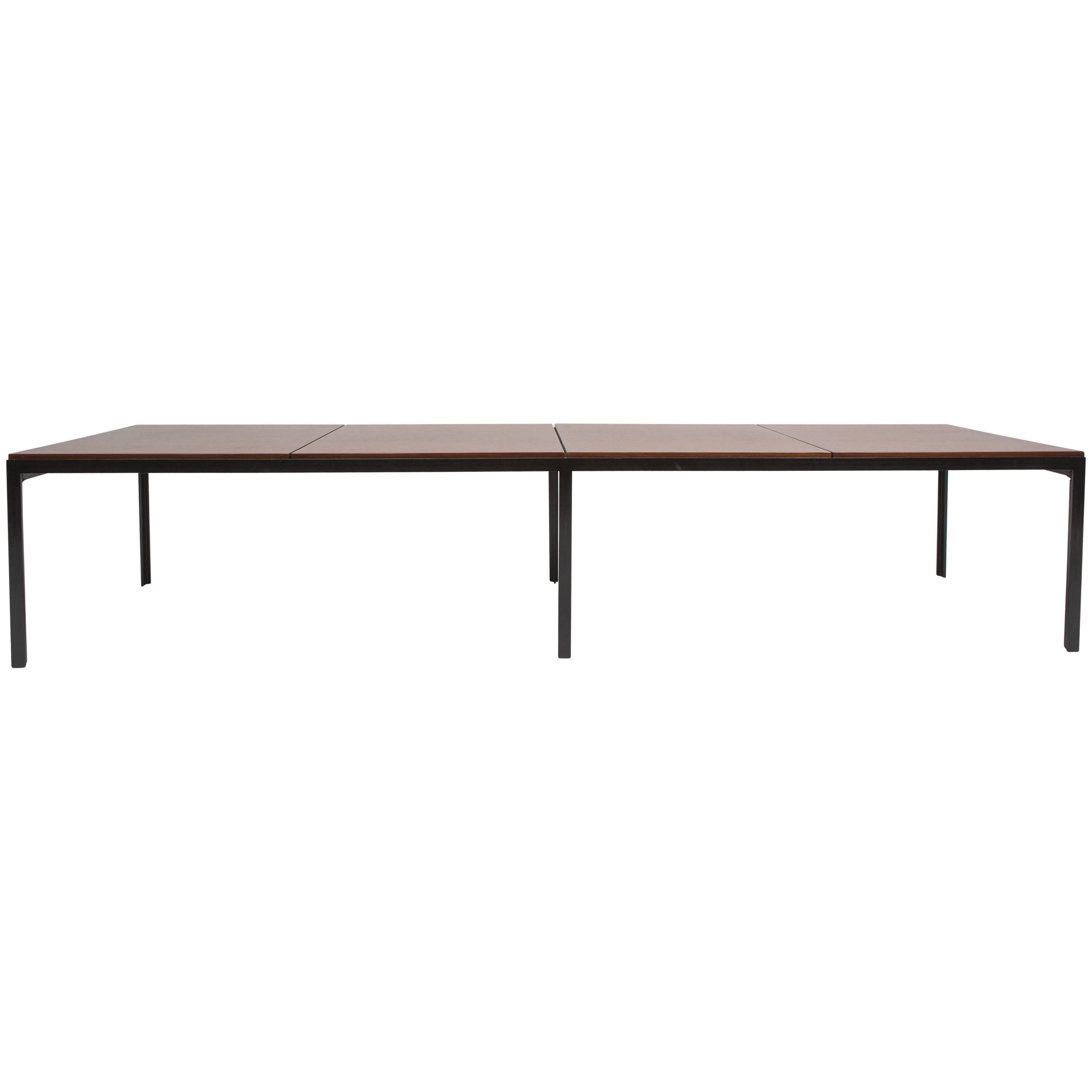 Florence Knoll Walnut and Angle Steel Coffee Table or Bench, 1950s