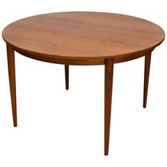 Round Danish Teak Dining Table, Two Leaves, Moreddi