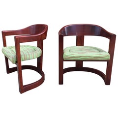 Pair of Oak Onassis Chairs by Karl Springer