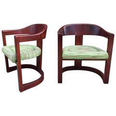 Pair of Oak Onassis Chairs by Karl Springer 1