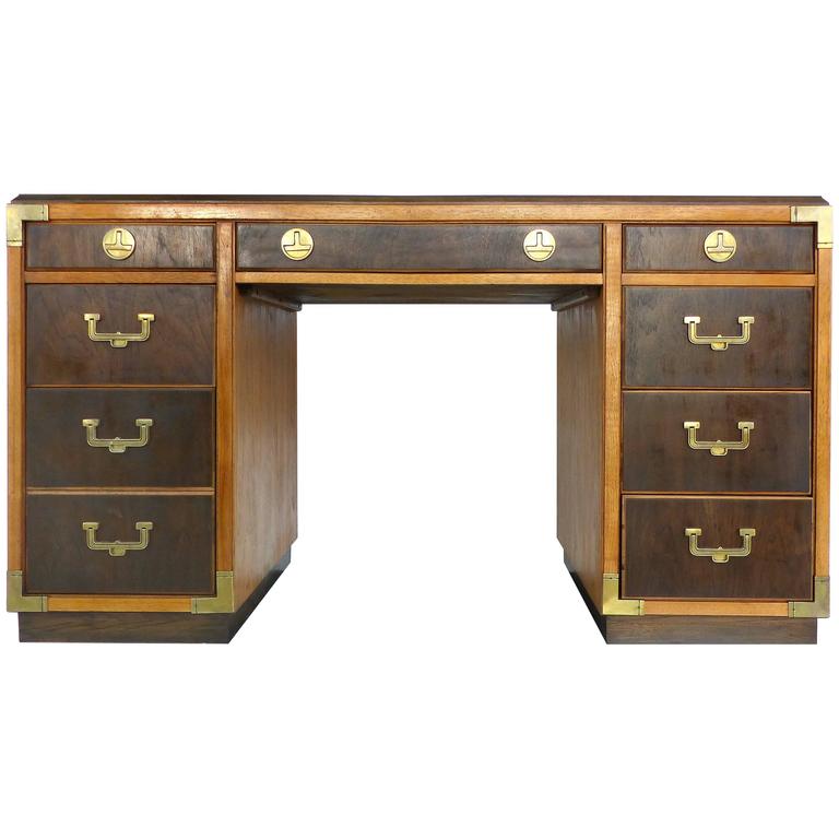 Thomasville Campaign Desk with Brass Hardware For Sale at 1stdibs