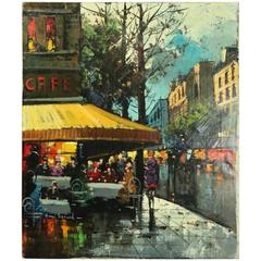 20th Century Oil on Canvas Painting of Paris Street Scene by Henri Renard