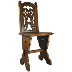 Antique Rose Valley School Gothic Style Walnut Carved Side Chair, circa 1880