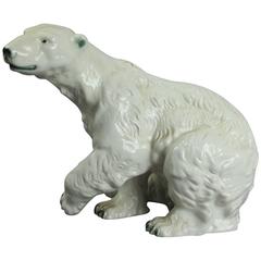 Large Antique Czechoslovakia Porcelain Royal Dux Polar Bear Sculpture