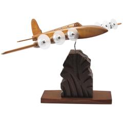 Art Deco Wooden Airplane Aviation Model by Art Bois Studio, France, circa 1930s 5