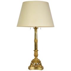 19th Century French Empire Gilt Bronze Lamp 8