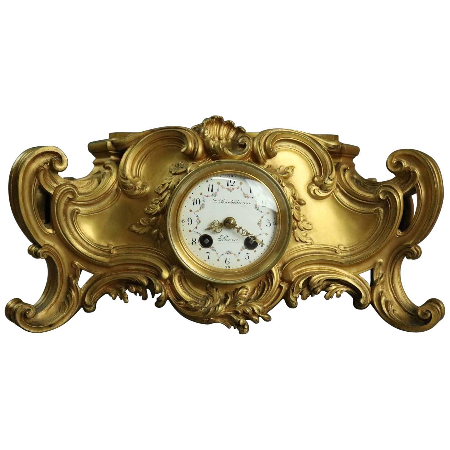Antique Barbedienne French Gilt Bronze Mantle Clock, circa 1870