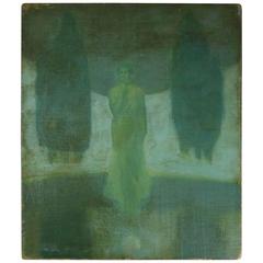 Tonalist S.E. Birac Oil on Board Neoclassical Painting "Silence" Signed 3