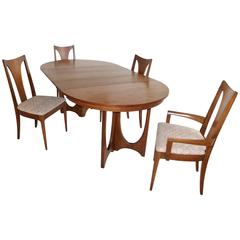 Retro Broyhill Brasilia Walnut Dining Table and Chairs
