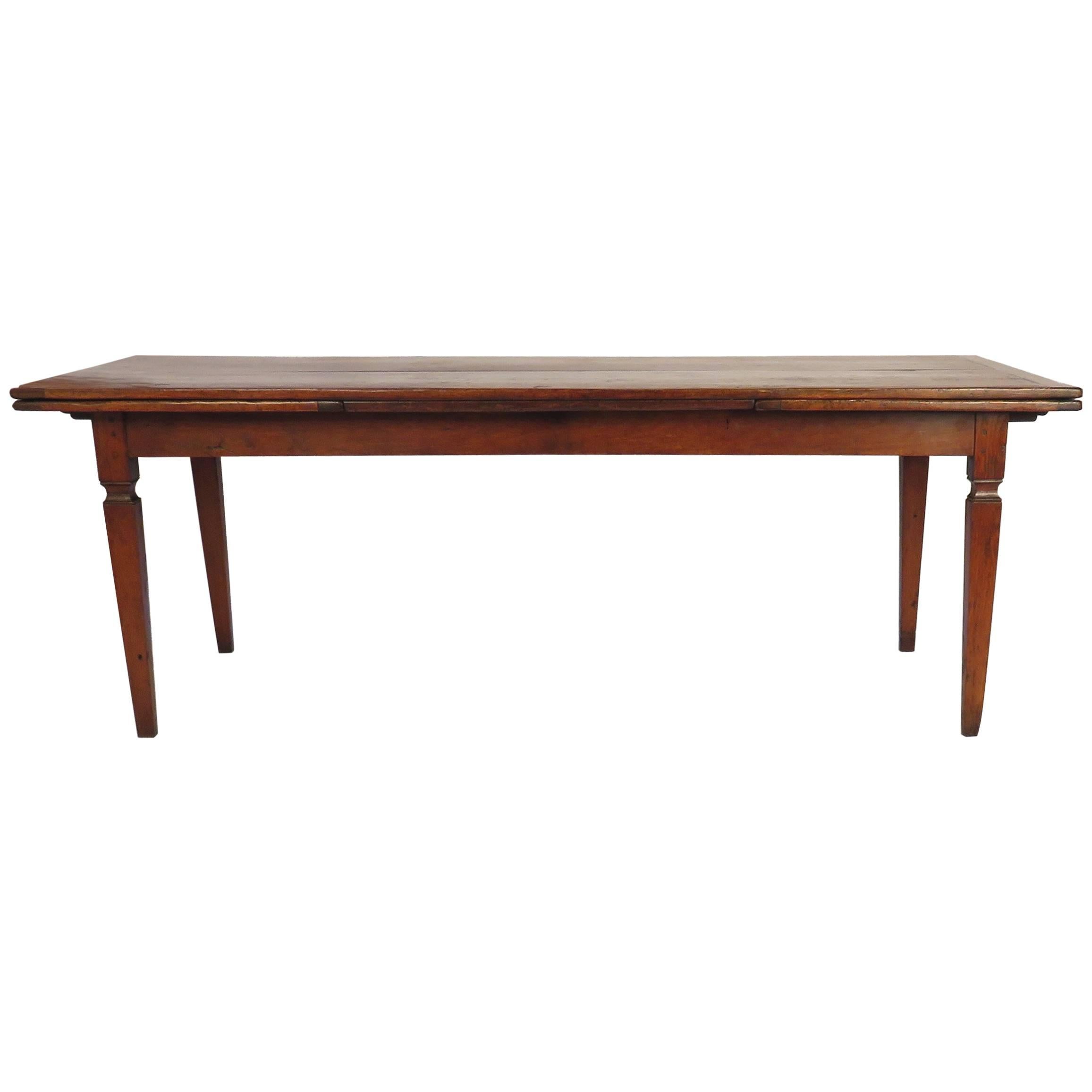 Farm House Draw-Leaf Table French Chestnut or Elm, 19th Century