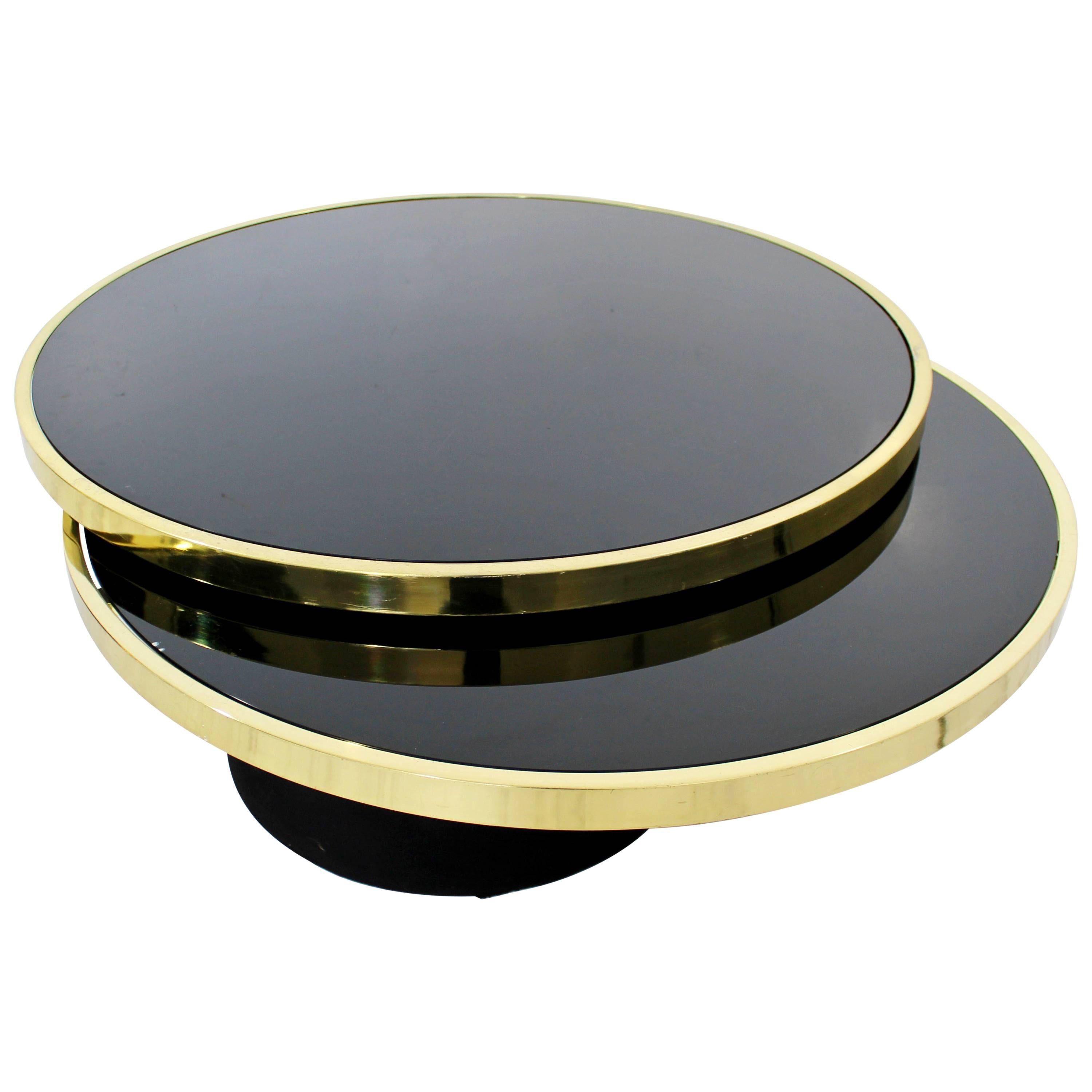 Design Institute America Brass Glass Swivel Coffee Table