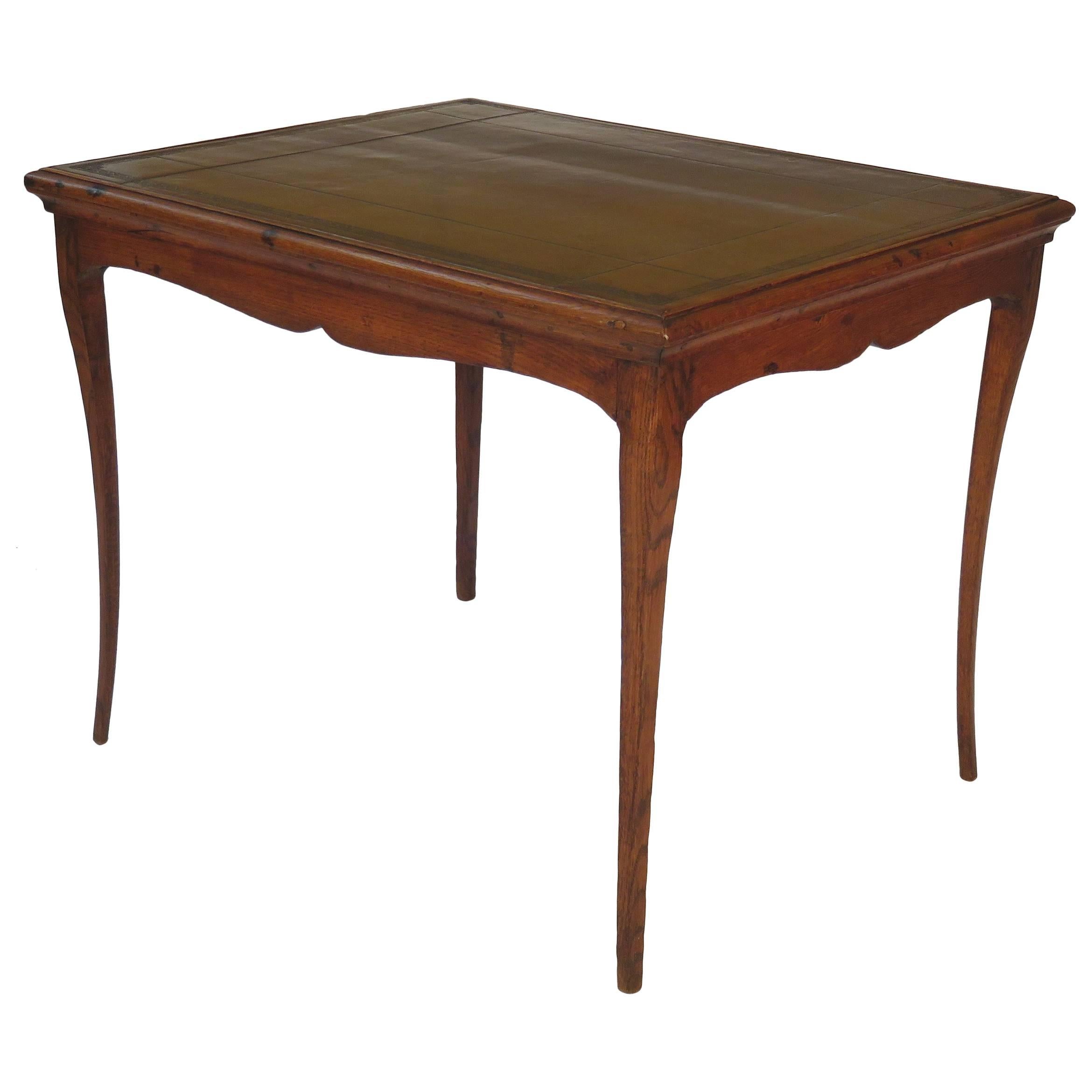 Louis XVI French Oak Game Table with a Leather Top, circa 1780