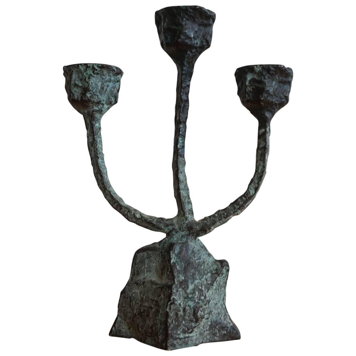 1960s Brutalist Metal Candleholder