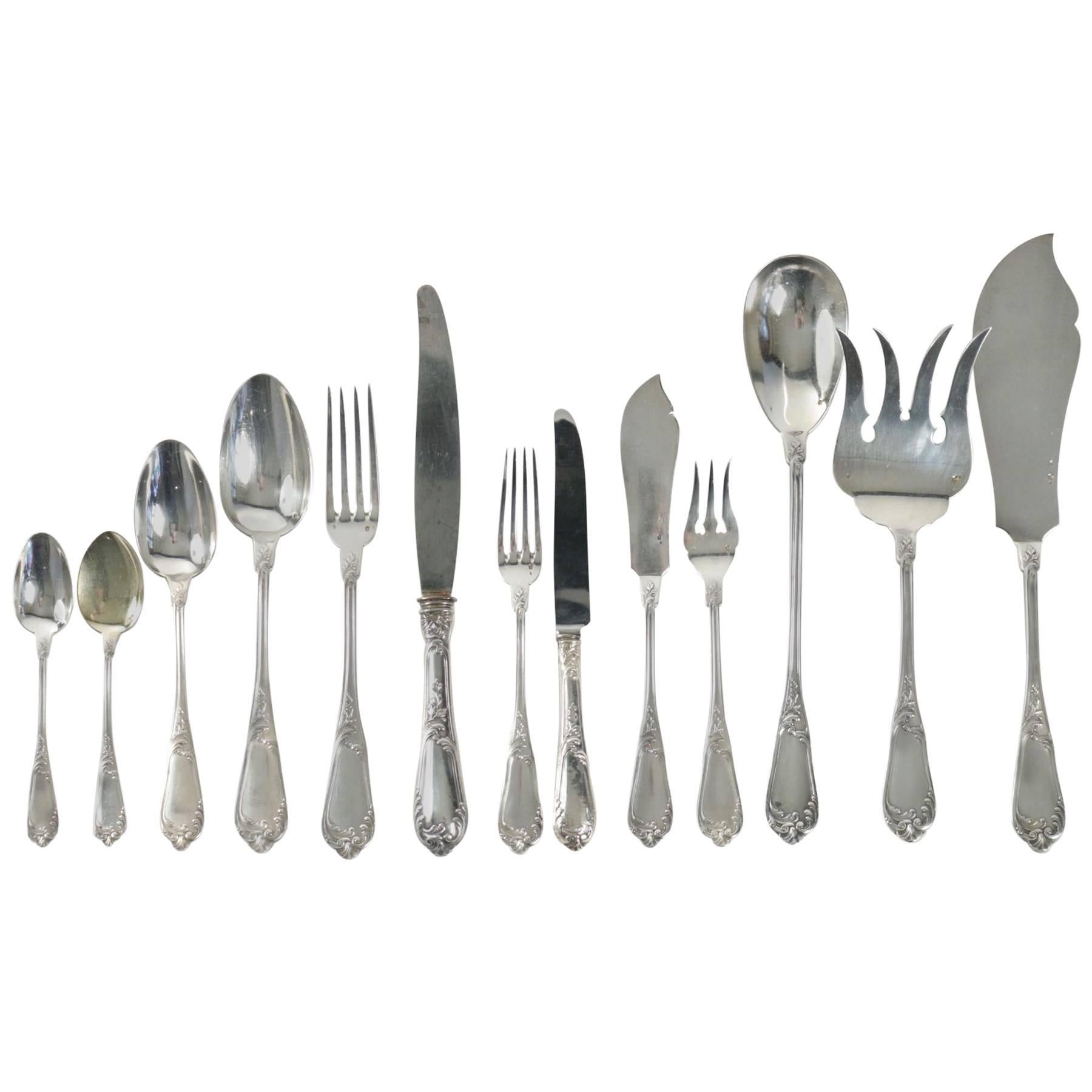Soufflot "Caron" French Sterling Silver Dinner Flatware Set of 124 Pieces