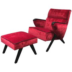 Vintage Lounge Chair and Footstool, 1950s 6