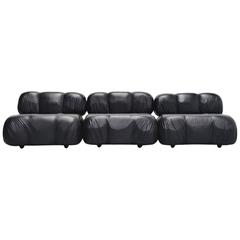 Modular Black Leather 'Cameleonda' Seating Elements