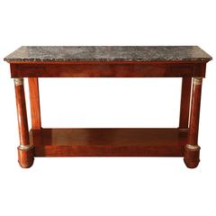 French Empire Period Mahogany Console with "Grey of Saint Anne" Marble Top French Empire Period Mahogany Console with "Grey of Saint Anne" Marble Top