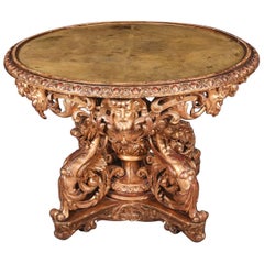 Table de salon Napoléon III 19ème en bois doré