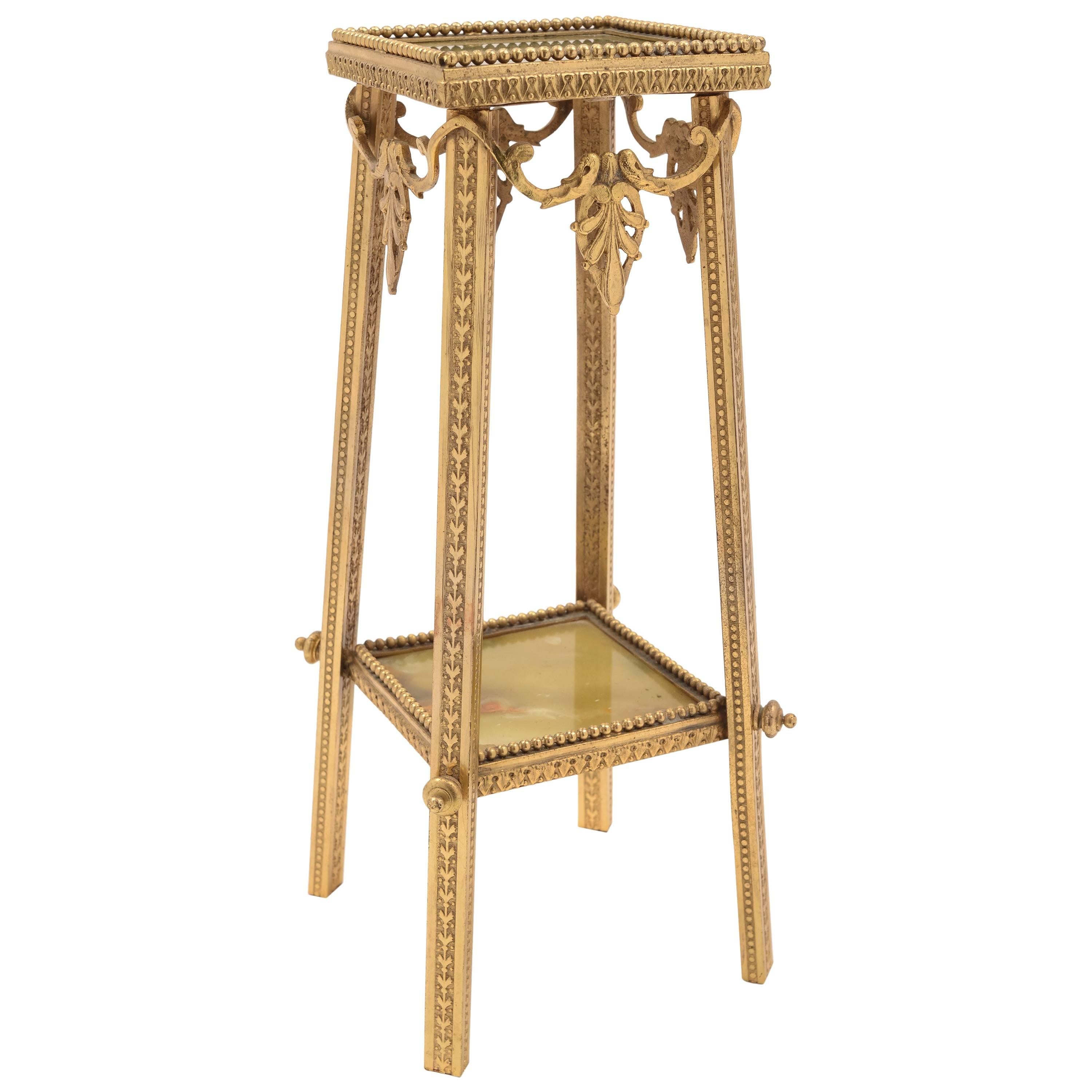 French 20th Century Brass and Onyx Display Stand For Sale