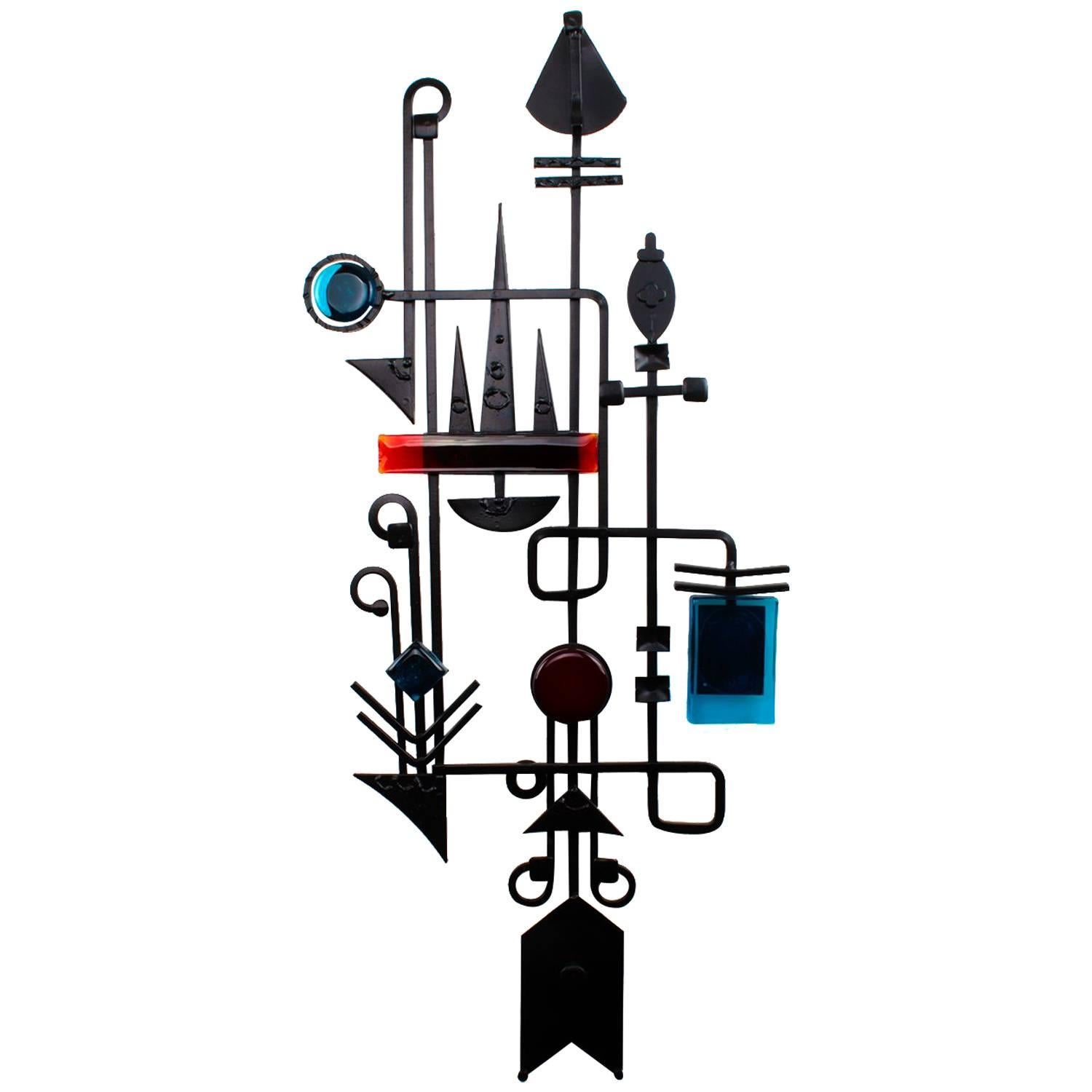 Danish Wall Sculpture by Dantoft, 1960s, Unique Artisan Work in Wrought Iron
