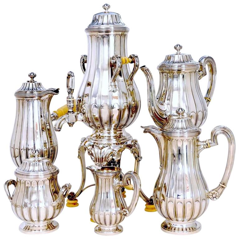Tetard French Sterling Silver Samovar, Chocolate Pot, Teapot, Coffee Pot For Sale at 1stdibs