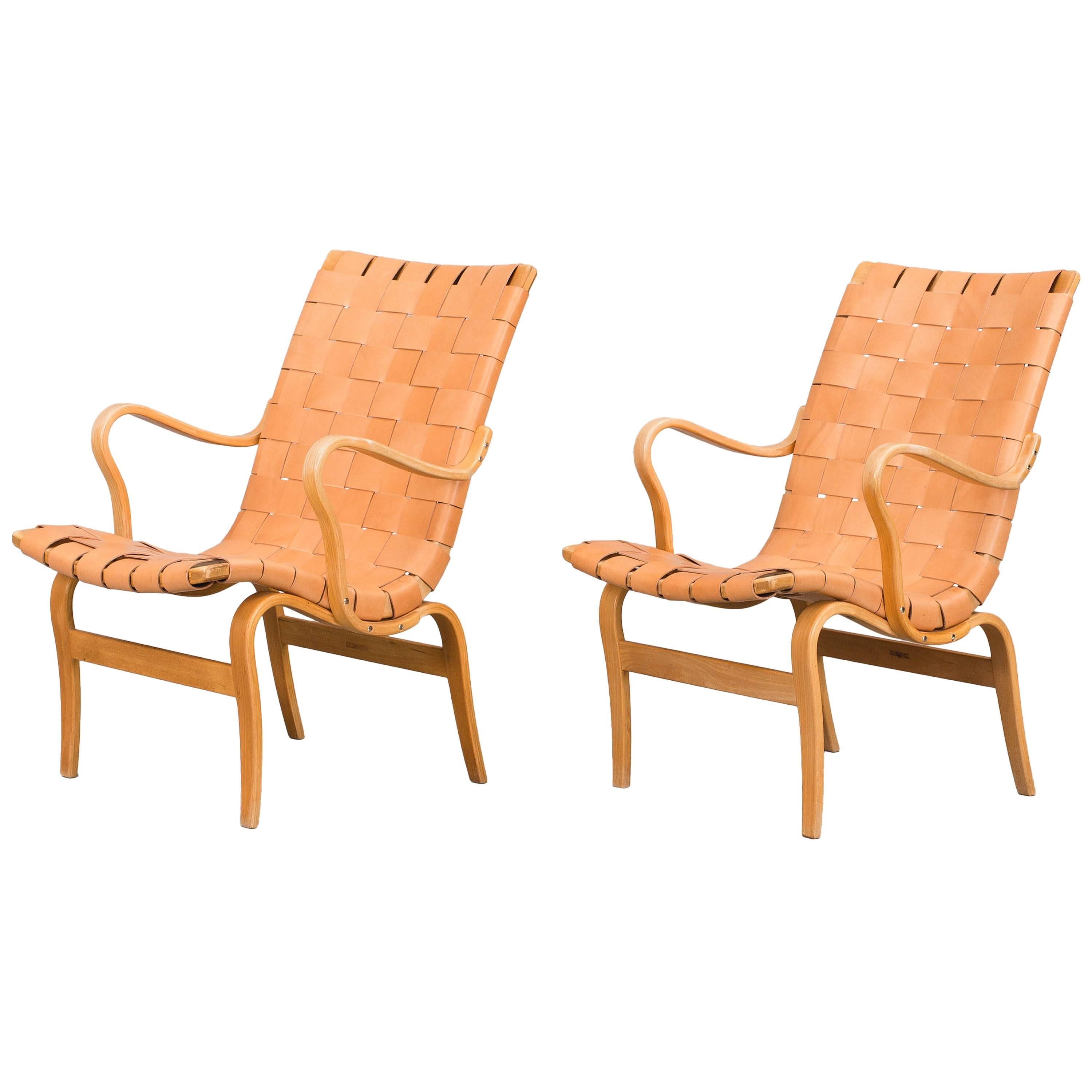 Bruno Mathsson Leather "Eva" Lounge Chairs