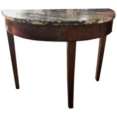 Early 19th Century Demilune Table with Marble Top