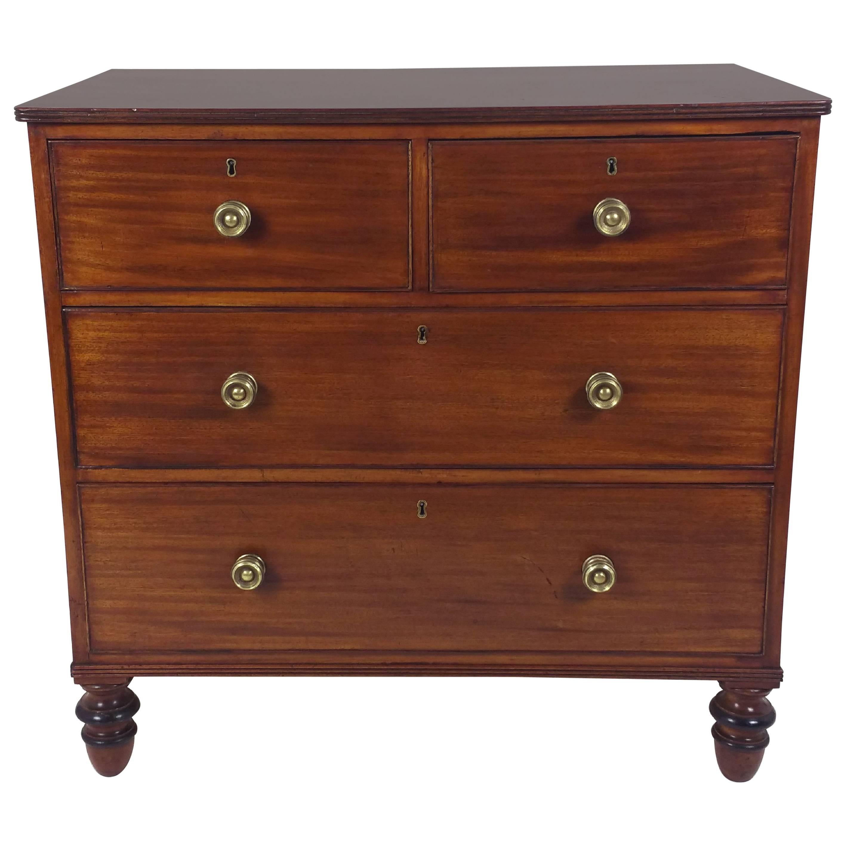 Regency Figured Mahogany Low Chest of Drawers