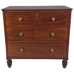 Antique Regency Figured Mahogany Low Chest of Drawers