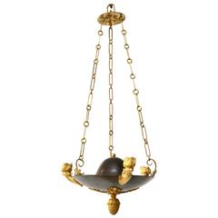 Small Swedish Empire Gilt and Patinated Bronze Chandelier
