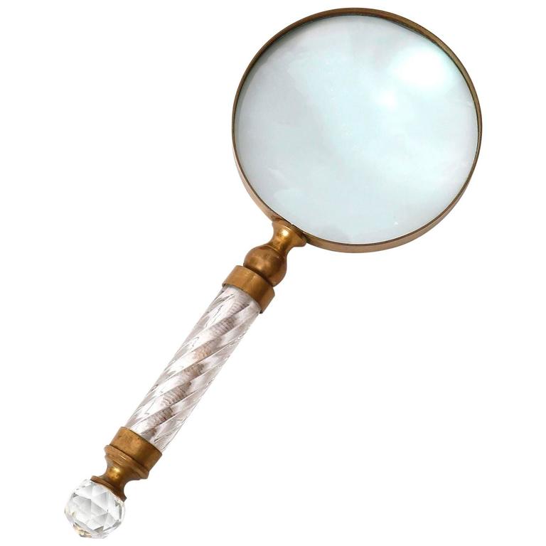 Magnifying Glass Magnifier, Brass Crystal Glass For Sale at 1stdibs