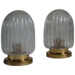 Pair of Doria Table Lamps, Brass and Murano Glass, Germany, 1960s 3