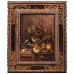 20th Century Renaissance Still Life Oil on Wooden Plate Andreas Gyula Bubarnik