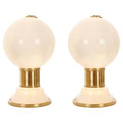 Pair of Internally Lit Rock Crystal Quartz Ball Lights 9