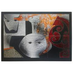 French Modernist Ceramic Panel by Gilbert Valentin Les Archanges Vallauris 10