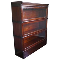 Antique Rare Wernicke System "Elastic" Bookcase Mahogany and Oak with Sliding Windows