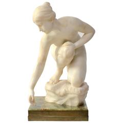 White Marble Sculpture of a Woman Signed Emil Cauer