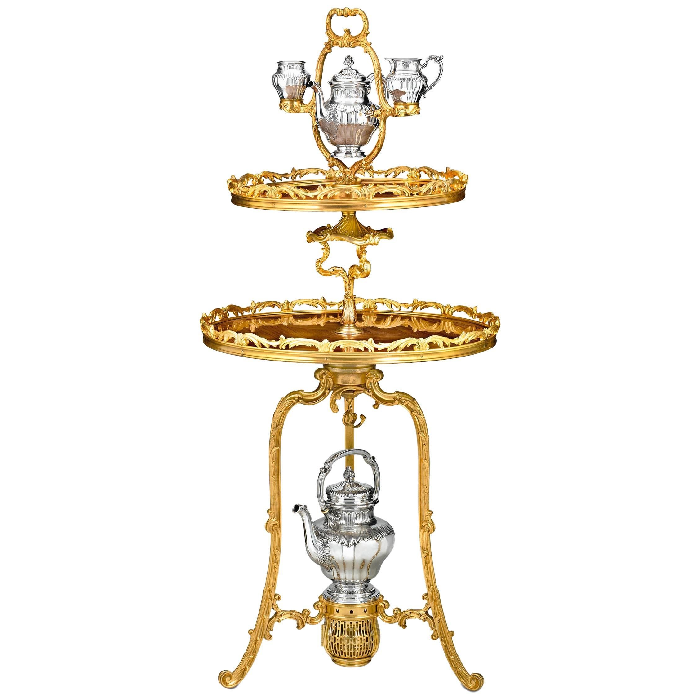 French Gilt Two-Tiered Tea Table